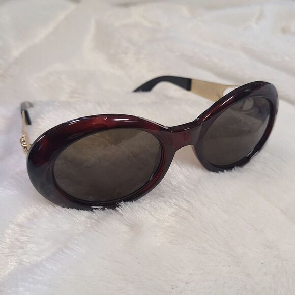 Versace Accessories - Versace [Authentic] Mod VTG Medusa Tortoise Brown & Gold Accent Oval Sunglasses